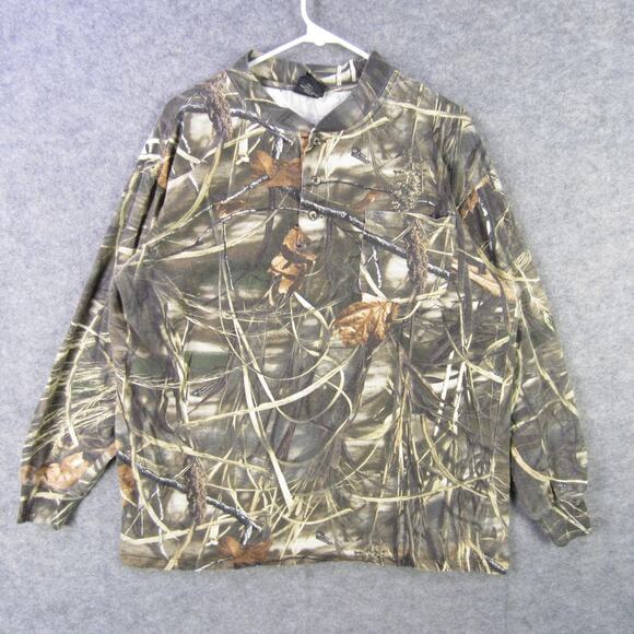 RedHead Shirt Mens Large Camo Camouflage Long Sleeve Henley 100% Cotton Hunting - Picture 1 of 8